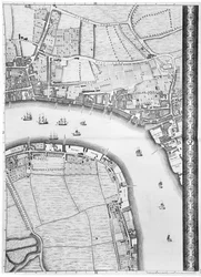 Eine Karte von Limehouse und Rotherhithe, London, 1746
